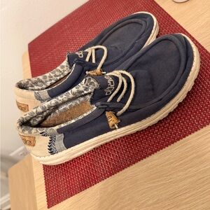 Hey Dude Dark Blue and Beige Casual Shoes
